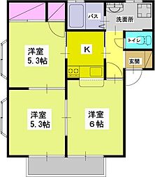 すみれヒルズA 3Kの間取図画像