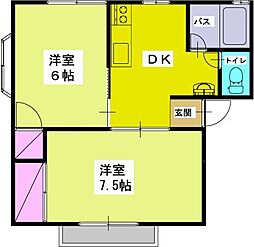ゴールドヒルズC 2DKの間取図画像