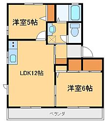 エスペランサB 2LDKの間取図画像