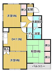 マンションブライトB 3DKの間取図画像