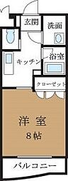 フォンテーヌA 1Kの間取図画像