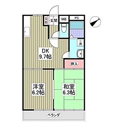 プレセランス・アドニード 2DKの間取図画像