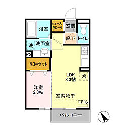 プレシャス上大島1 1LDKの間取図画像