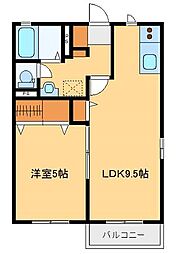 クレストコートB 1LDKの間取図画像