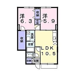 エヴァーグリーン1 2LDKの間取図画像