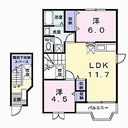 メイプルタウンA 2LDKの間取図画像