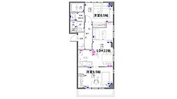 カーサ松ノ木 2LDKの間取図画像