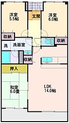 ホワイトハウスうれし野 3LDKの間取図画像