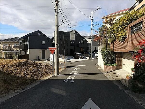 北東側前面道路の様子です。