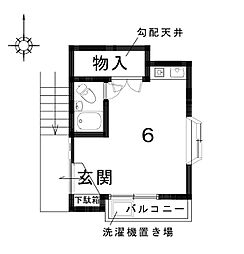 銀閣寺ハイム ワンルームの間取図画像