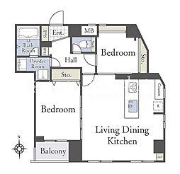 サングレイス横浜駅東 2LDKの間取図画像