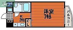 JR山陽本線 岡山駅 徒歩15分の賃貸マンション 3階1Kの間取り