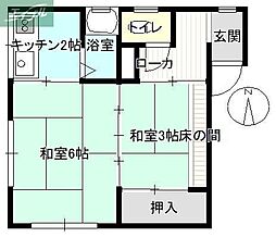 岡山電気軌道清輝橋線 清輝橋駅 徒歩3分の賃貸アパート 2階2Kの間取り