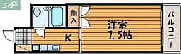 JR宇野線 大元駅 徒歩11分の賃貸マンション 7階1Kの間取り