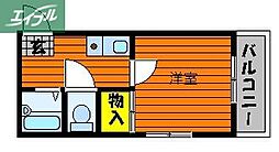 岡山電気軌道清輝橋線 清輝橋駅 徒歩4分の賃貸アパート 1階1Kの間取り
