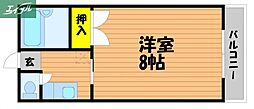セントフォレスト下中野A 1Kの間取図画像