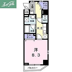 ラフィネ医大東 1Kの間取図画像