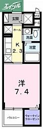 プランドール・十日市 1Kの間取図画像