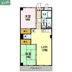 ハイライズ遠藤 2LDKの間取図画像