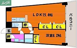 エクセルメゾン岡山 1LDKの間取図画像