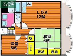 翔阿園マンション 2LDKの間取図画像