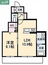 ジャルダンドシャルム 1LDKの間取図画像
