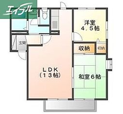 カサデヒラソル 2LDKの間取図画像