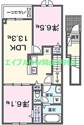プティボヌールB 2LDKの間取図画像