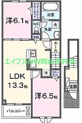 プティボヌールB 2LDKの間取図画像
