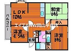サンビレッジ南輝A棟 3LDKの間取図画像