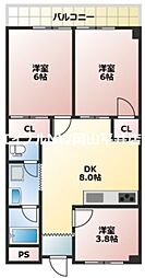 パークヒルズ豊成 3DKの間取図画像