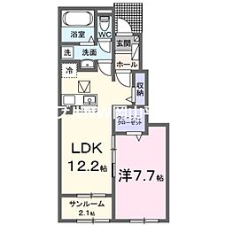 クレール八番館 1LDKの間取図画像