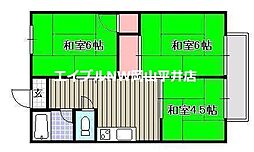 岡山電気軌道東山本線 東山・おかでんミュージアム駅駅 徒歩15分の賃貸マンション 3階3Kの間取り