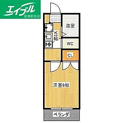 エトワール津高 1Kの間取図画像