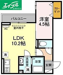 ベイブランシェ老松 1LDKの間取図画像