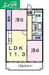 あかねランド 2LDKの間取図画像