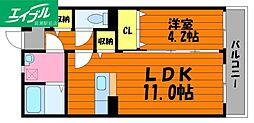 ブリリアント真壁 1LDKの間取図画像