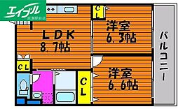 プレシャス・K 2LDKの間取図画像