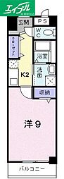 プラシード倉敷 1Kの間取図画像