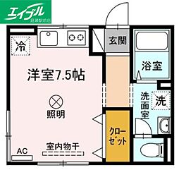 ジョイファミリー八浜B ワンルームの間取図画像