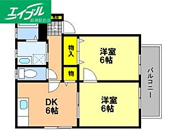 メゾンさくらB 2DKの間取図画像