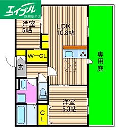 ラ・フィオーレ 2LDKの間取図画像