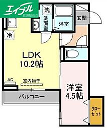 ベイブランシェ老松 1LDKの間取図画像