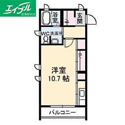 ウィステリアB ワンルームの間取図画像