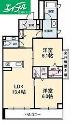 センテレオグルース 2LDKの間取図画像