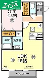クレイドル浜町 1LDKの間取図画像
