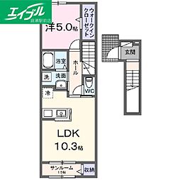 ルナテセラI 1LDKの間取図画像
