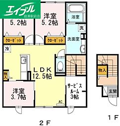 フォーチューン真壁C 3LDKの間取図画像