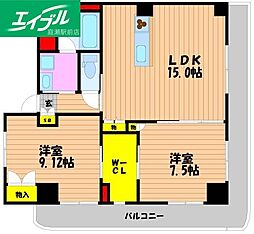 HARLAN一ノ宮 2LDKの間取図画像