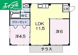 シティハイツ真野 2LDKの間取図画像